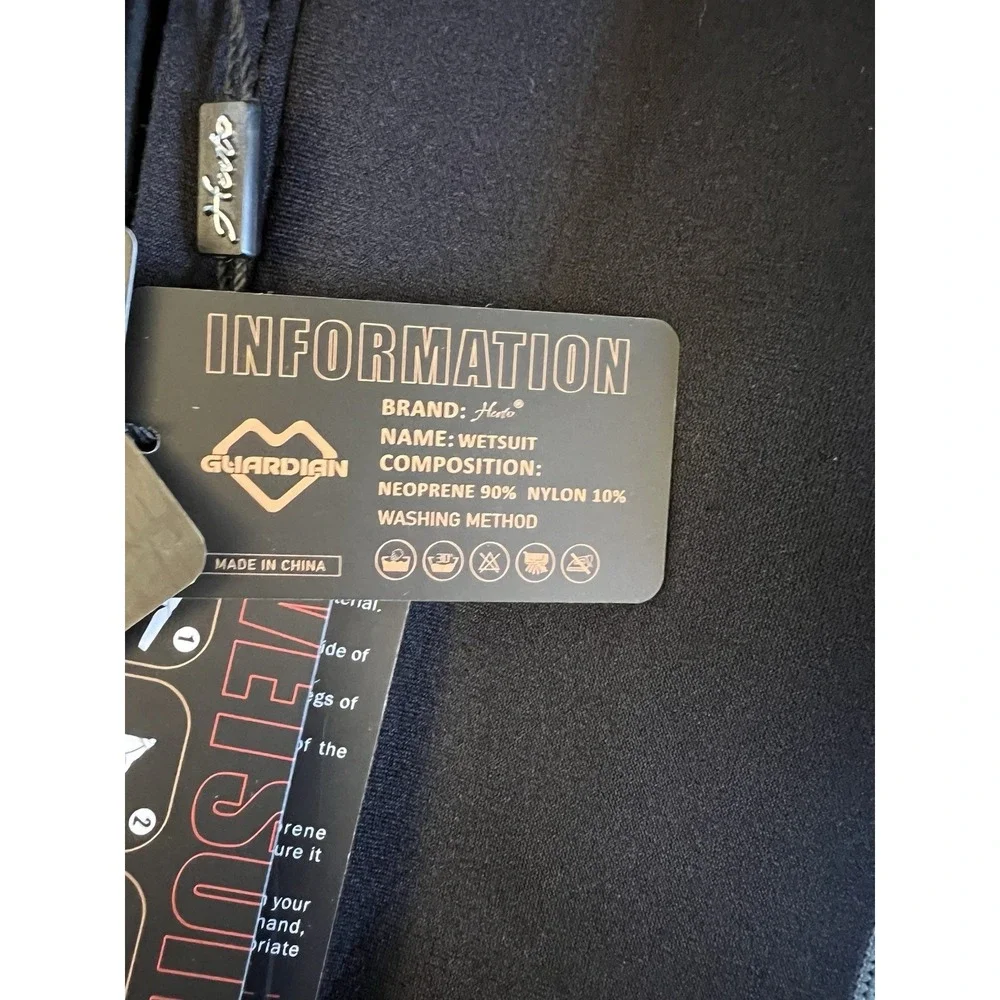 Hevto Neoprene Wetsuit Black Teal Long Sleeve Full Suit Back Zip Youth‎ Size 13